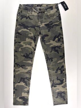 Miss Me Camo Green Stretch Cotton Ankle Skinny 5-Pocket Pants, Sz 26/2